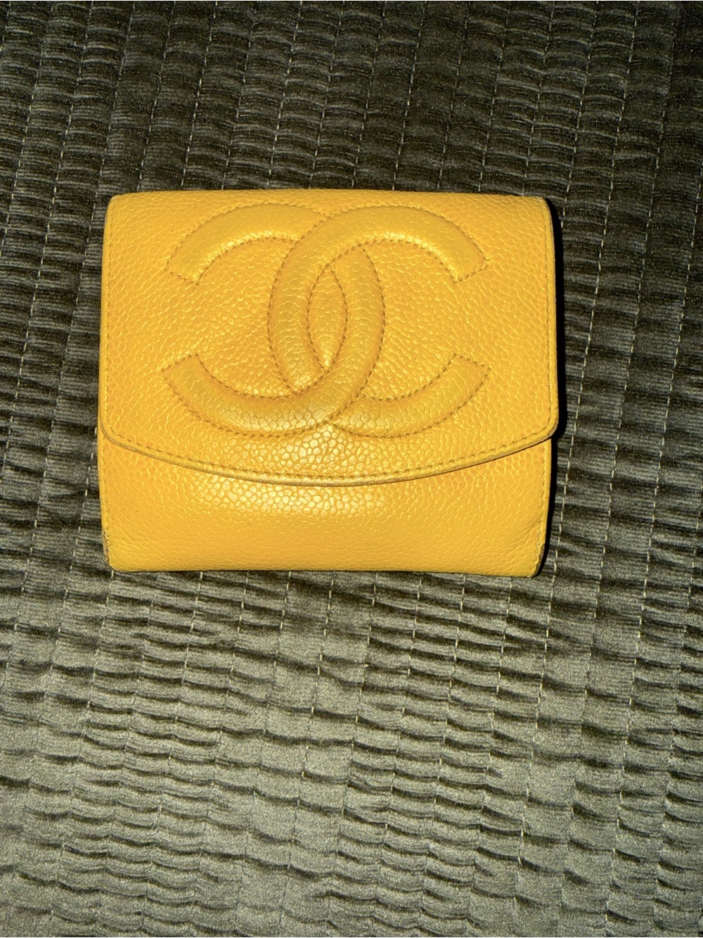 CHANEL Yellow Quilted CC Flap Leather Wallet